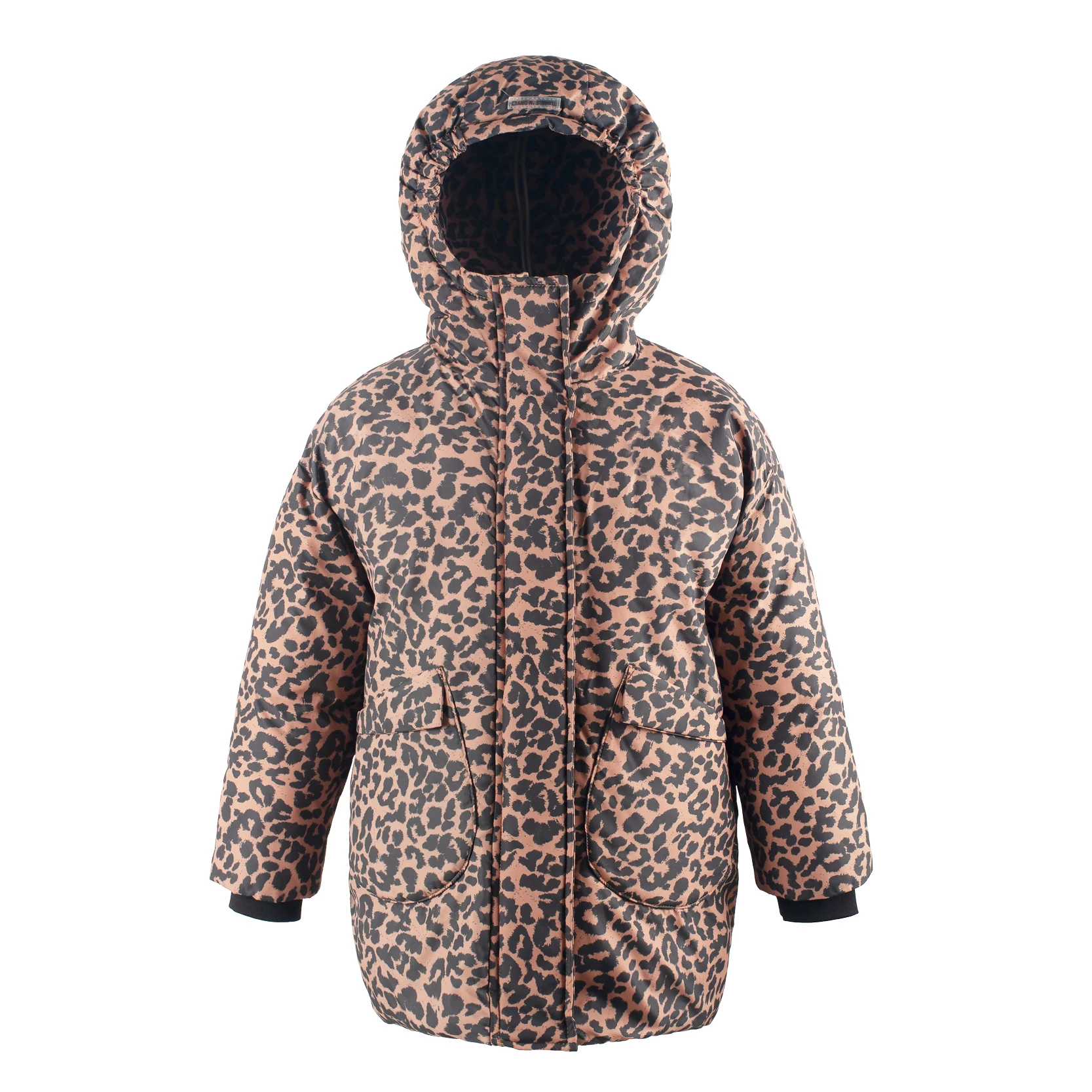 Kids' Winter Leopard Print Hooded Puffer Jacket - Warm & Stylish Outerwear for Girls/Boys